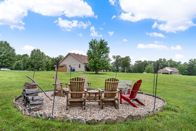 106 Finch Dr, Strafford, MO 65757 - view of green lawn featuring a fire pit