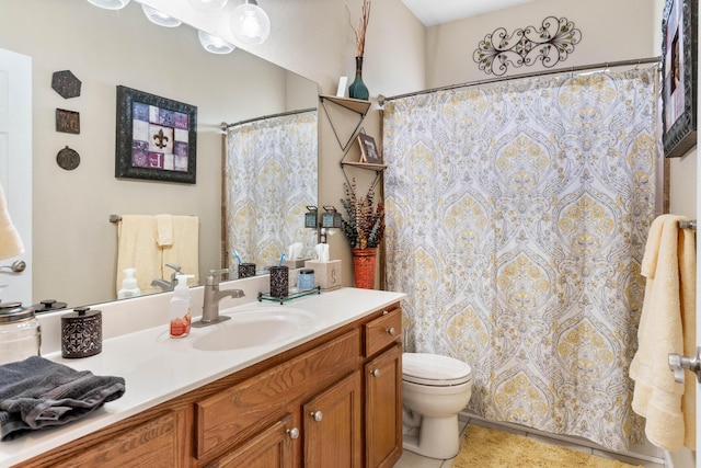 106 Finch Dr, Strafford, MO 65757 - bathroom with vanity, tile patterned flooring, and curtained shower