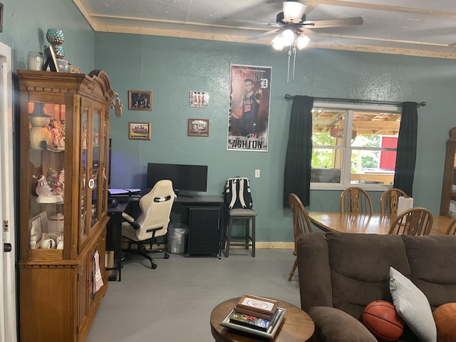 4811 State Route Cc, West Plains, MO 65775 - office with concrete flooring, a ceiling fan, and a textured wall