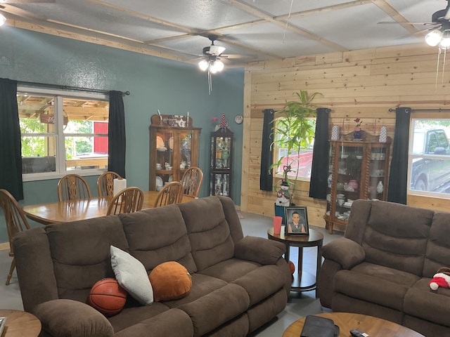 4811 State Route Cc, West Plains, MO 65775 - living area featuring ceiling fan and wood walls
