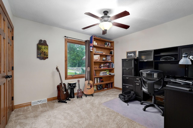 623 E Weaver Rd, Springfield, MO 65810 - home office with a ceiling fan and carpet flooring