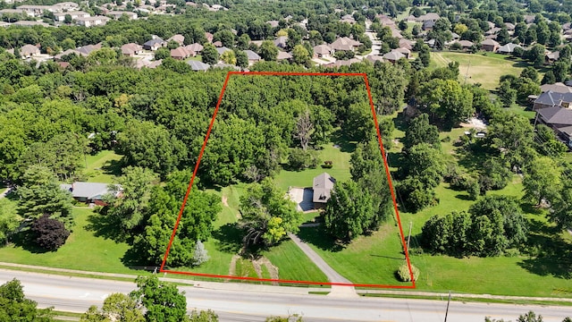623 E Weaver Rd, Springfield, MO 65810 - aerial perspective of suburban area with property parcel outlined