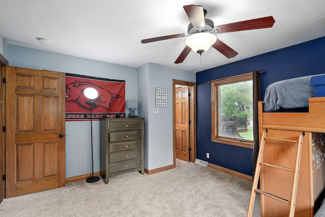 623 E Weaver Rd, Springfield, MO 65810 - bedroom featuring light colored carpet and ceiling fan