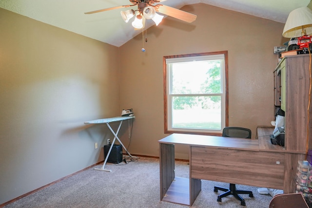 258 State Highway 32, Buffalo, MO 65622 - office area featuring a ceiling fan, lofted ceiling, and carpet flooring
