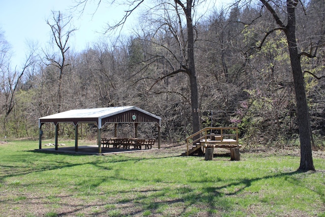 2240 Mease Dr, Reeds Spring, MO 65737 - view of property's community with a gazebo, a yard, and a wooded view