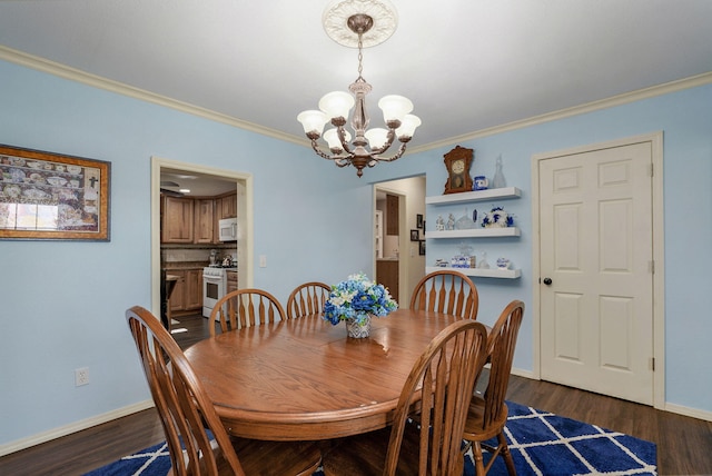 12655 Lawrence Unit 2155, Mount Vernon, MO 65712 - dining space featuring a chandelier, crown molding, and wood finished floors