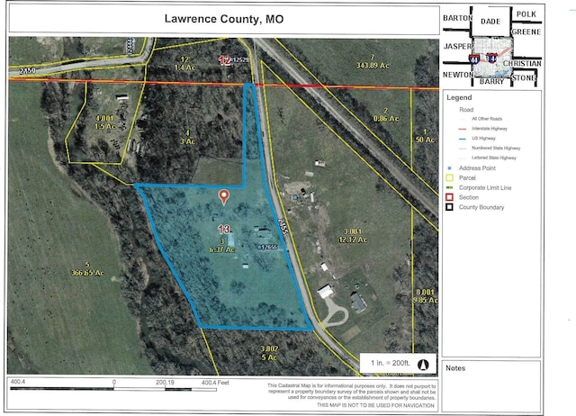 12655 Lawrence Unit 2155, Mount Vernon, MO 65712 - aerial view of property's location featuring property parcel outlined