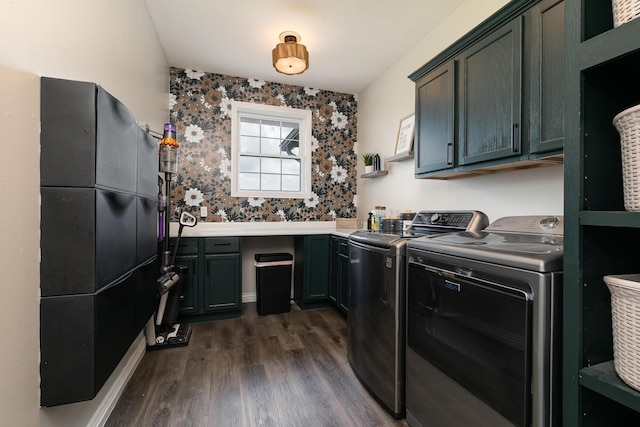 295 Headwaters Dr, Marshfield, MO 65706 - washroom with cabinet space, washer and dryer, and dark wood-style floors