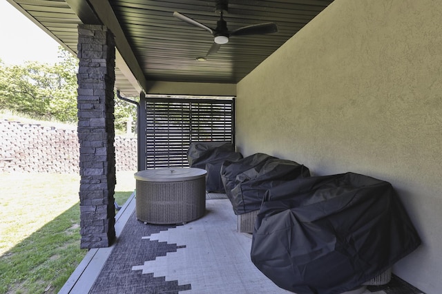 295 Headwaters Dr, Marshfield, MO 65706 - view of patio / terrace featuring a ceiling fan and area for grilling