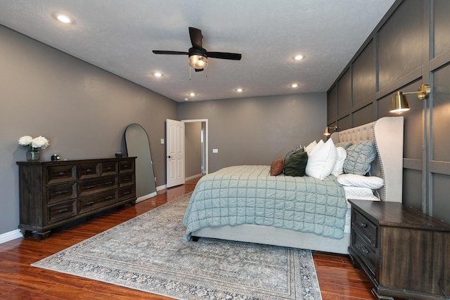 295 Headwaters Dr, Marshfield, MO 65706 - bedroom featuring dark wood finished floors, recessed lighting, and a ceiling fan
