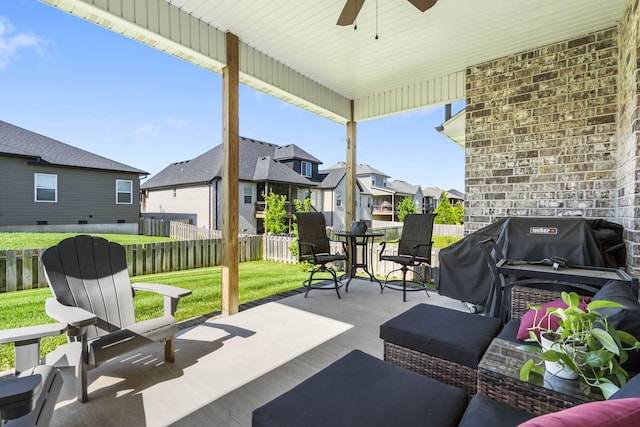 940 E Powers Ct, Nixa, MO 65714 - view of patio with a residential view and ceiling fan