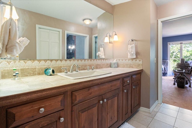 23 Sweetwater Ln, Buffalo, MO 65622 - bathroom with vanity, decorative backsplash, and tile patterned flooring
