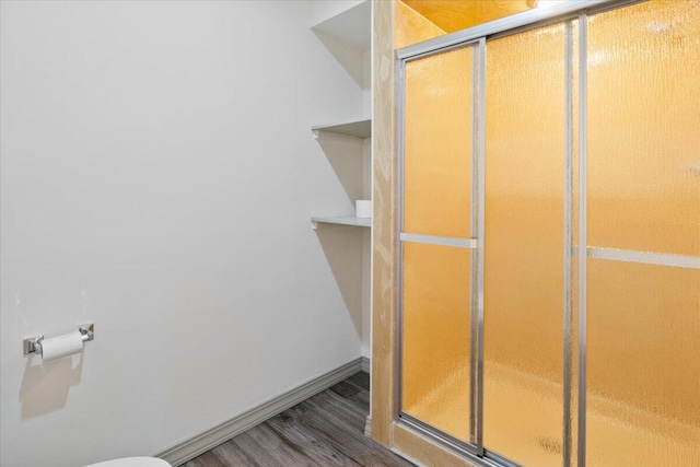 23 Sweetwater Ln, Buffalo, MO 65622 - bathroom with a stall shower and wood finished floors