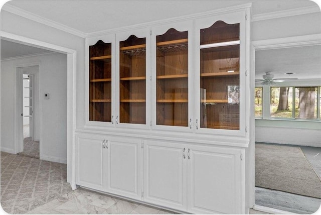 433 Old Aurora Rd, Verona, MO 65769 - detailed view of crown molding, ceiling fan, and carpet