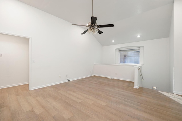 903 N 4th St, Ozark, MO 65721 - bonus room with vaulted ceiling, ceiling fan, light wood-style floors, and recessed lighting