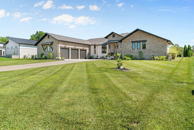 3972 E Dunrobin Dr, Springfield, MO 65809 - view of front of property featuring a garage, driveway, a front yard, and brick siding