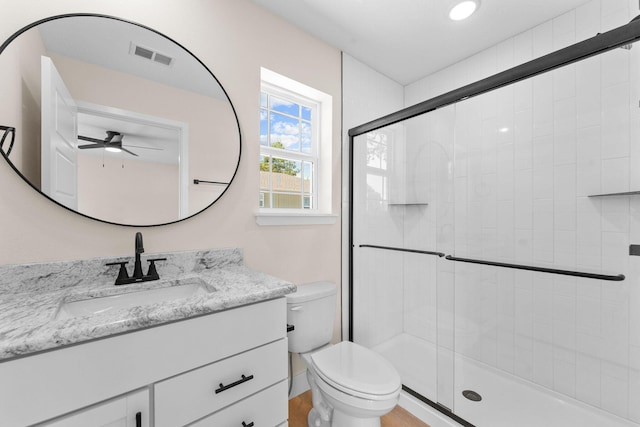 265 Mccann Rd, Powersite, MO 65731 - full bathroom featuring vanity, a stall shower, and ceiling fan