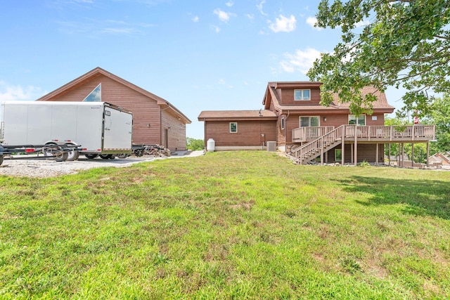 78 Free Bird Ln, Reeds Spring, MO 65737 - view of grassy yard with a wooden deck and stairs