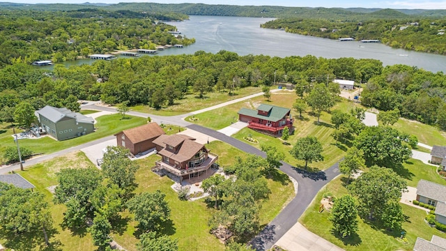78 Free Bird Ln, Reeds Spring, MO 65737 - aerial view of a large body of water and a heavily wooded area