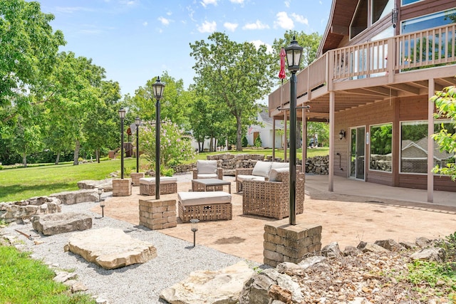 78 Free Bird Ln, Reeds Spring, MO 65737 - view of patio featuring outdoor lounge area and a wooden deck