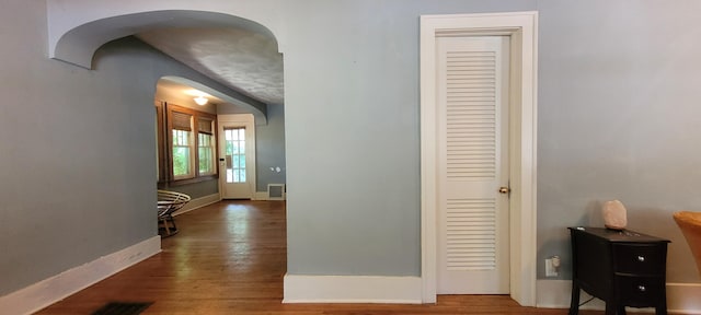 1305 S Kimbrough Ave, Springfield, MO 65807 - hall featuring arched walkways and wood finished floors