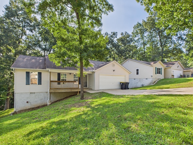 1007 S Walnut St, Harrison, AR 72601 - ranch-style home with an attached garage, driveway, a front lawn, and covered porch