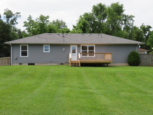 1007 E Parkview St, Ozark, MO 65721 - rear view of property featuring a deck, roof with shingles, and crawl space