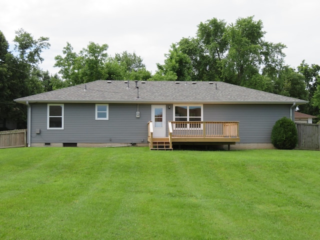 1007 E Parkview St, Ozark, MO 65721 - back of property with a deck, roof with shingles, and crawl space