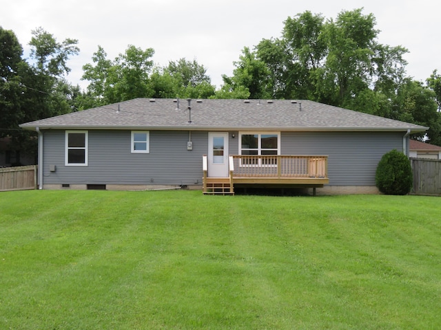 1007 E Parkview St, Ozark, MO 65721 - rear view of property featuring a deck, a shingled roof, and crawl space