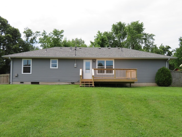 1007 E Parkview St, Ozark, MO 65721 - back of property featuring a deck, crawl space, and roof with shingles