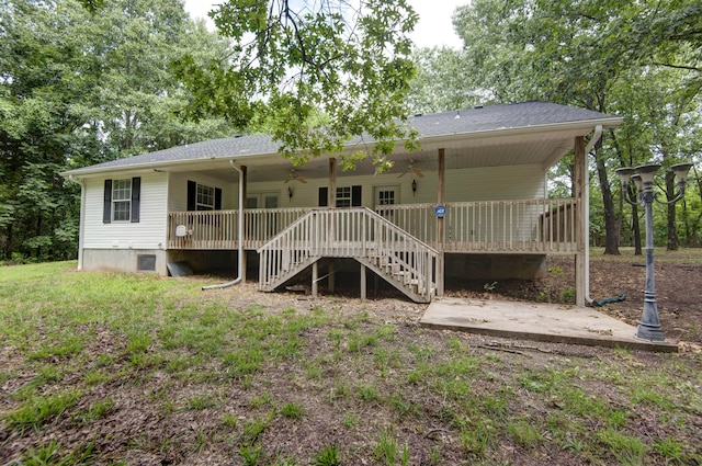 1030 Harris Blvd, Ozark, MO 65721 - back of property featuring a deck, stairway, and a shingled roof
