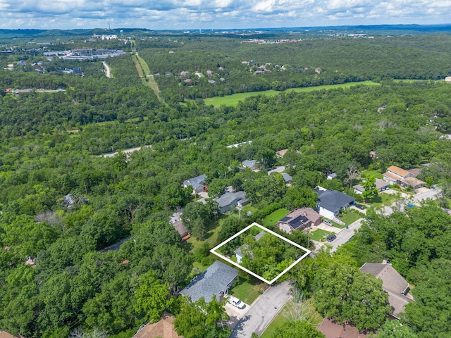 1813 Boswell Ave, Branson, MO 65616 - aerial overview of property's location with property parcel outlined and a forest