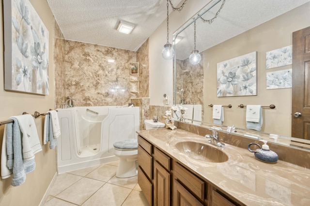636 Crader Ct, Springfield, MO 65802 - full bathroom featuring a textured ceiling, vanity, tile patterned flooring, and a bath