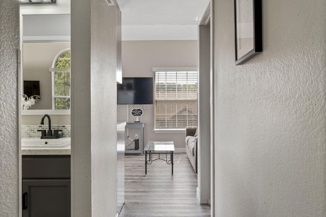 530 Abby Ln Unit 5, Branson, MO 65616 - hall featuring a textured wall, wood finished floors, and healthy amount of natural light