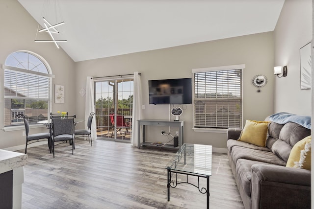 530 Abby Ln Unit 5, Branson, MO 65616 - living room featuring wood finished floors and high vaulted ceiling