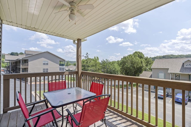 530 Abby Ln Unit 5, Branson, MO 65616 - wooden terrace featuring ceiling fan and outdoor dining area