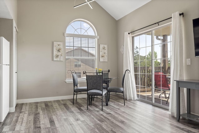 530 Abby Ln Unit 5, Branson, MO 65616 - dining room with wood finished floors and high vaulted ceiling