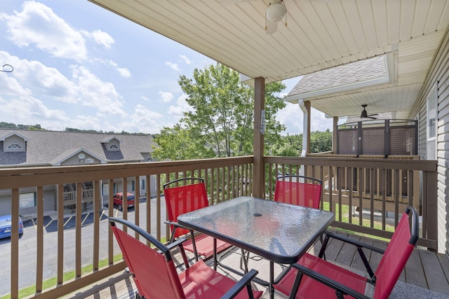 530 Abby Ln Unit 5, Branson, MO 65616 - wooden terrace with ceiling fan and outdoor dining space