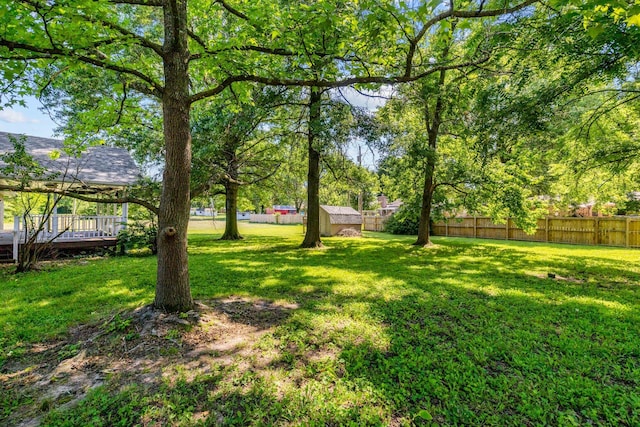641 N Park Pl, Bolivar, MO 65613 - fenced backyard featuring a deck and an outbuilding