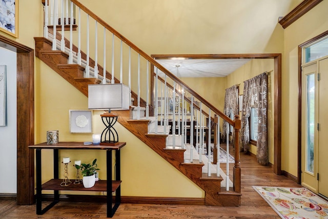 3449 S Woodstock Dr, Springfield, MO 65809 - stairway with wood finished floors