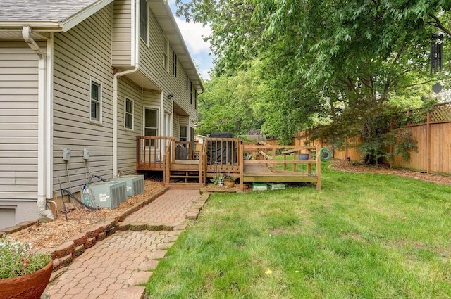 3449 S Woodstock Dr, Springfield, MO 65809 - fenced backyard featuring a wooden deck