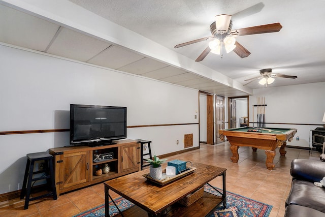3449 S Woodstock Dr, Springfield, MO 65809 - living area featuring billiards, light tile patterned floors, and a ceiling fan