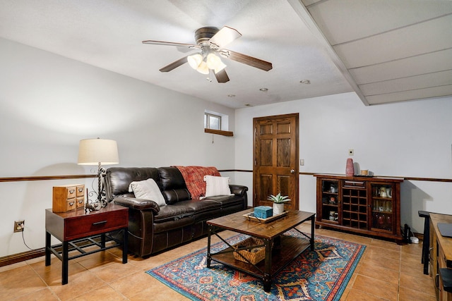 3449 S Woodstock Dr, Springfield, MO 65809 - living room with ceiling fan and tile patterned flooring