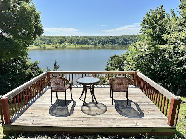25419 County Road 327, Urbana, MO 65767 - wooden deck with a water view