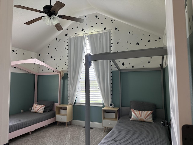 1129 S Erika Ave, Springfield, MO 65802 - bedroom featuring carpet flooring, lofted ceiling, and ceiling fan