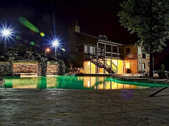 1129 S Erika Ave, Springfield, MO 65802 - pool at twilight with stairway