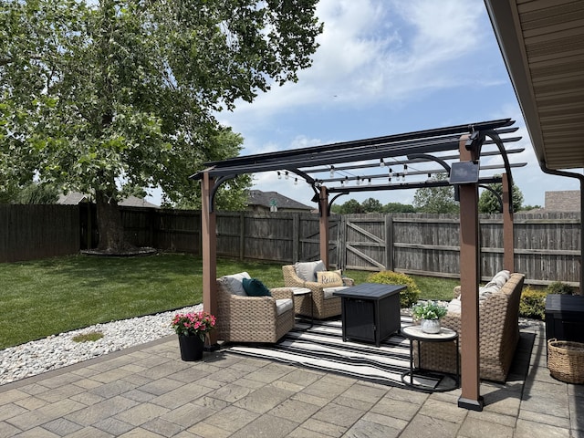 1129 S Erika Ave, Springfield, MO 65802 - fenced backyard featuring a pergola, outdoor lounge area, and a patio
