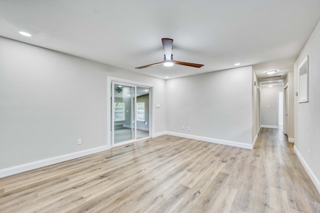 210 N Cedarbrook Ave, Springfield, MO 65802 - spare room featuring light wood-style flooring, ceiling fan, and recessed lighting