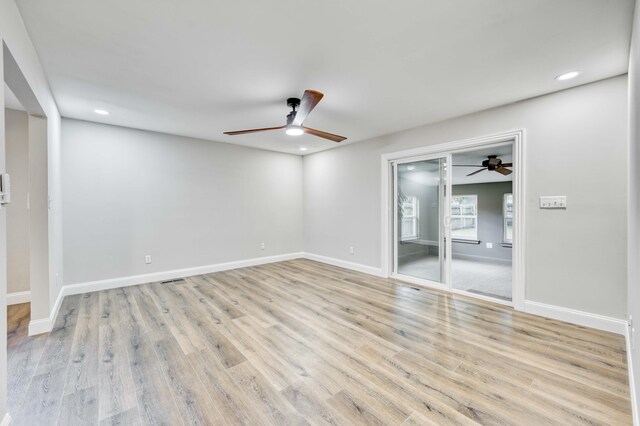210 N Cedarbrook Ave, Springfield, MO 65802 - empty room with a ceiling fan, wood finished floors, and recessed lighting
