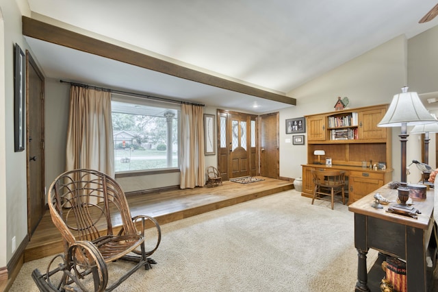 1820 E Jacqueline St, Springfield, MO 65804 - living area with vaulted ceiling and light carpet